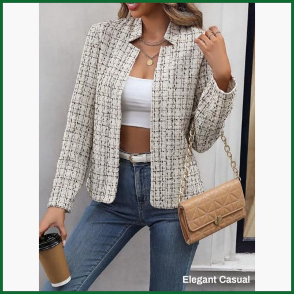 Polyester Tweed Blazer Jacket Fully Lined Open Fr… - image 4